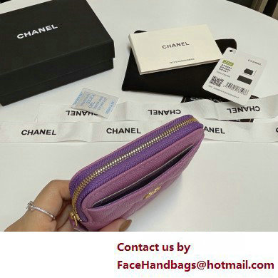 Chanel Grained Calfskin  &  Gold-Tone Metal Zip Coin Purse AP2061 Purple 2025